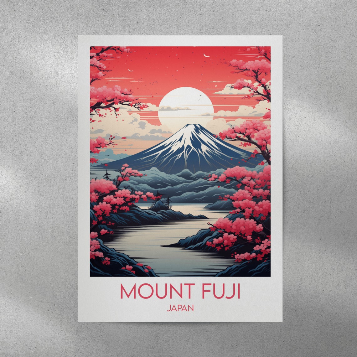 Mount Fuji Japan Cherry Blossom Sunset Mountain Travel Poster - Image 4