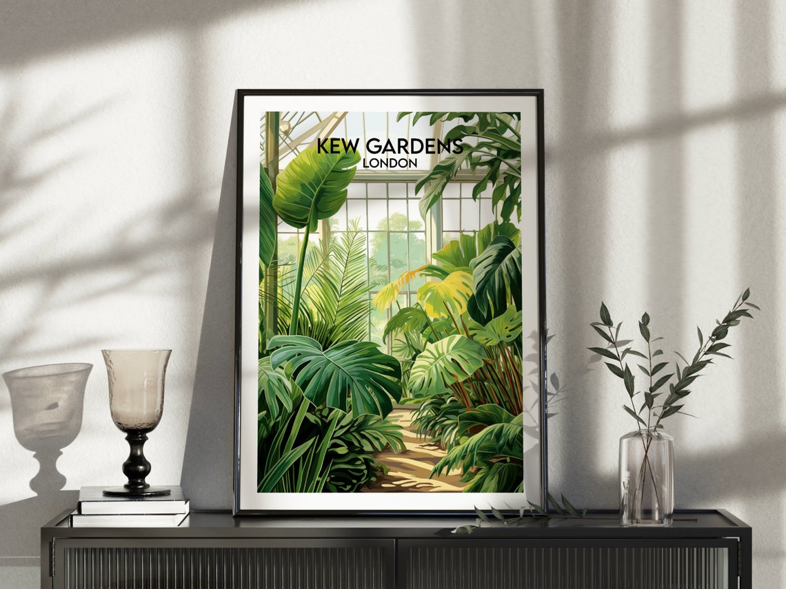 Kew Gardens London Monstera Foliage Conservatory Path Poster - Image 3