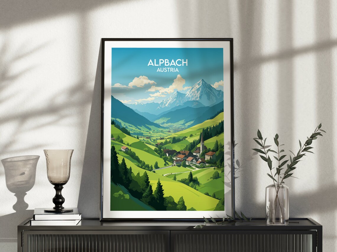 Alpbach Austria Alpine Village Mountain Valley Vintage Travel Poster - Image 3