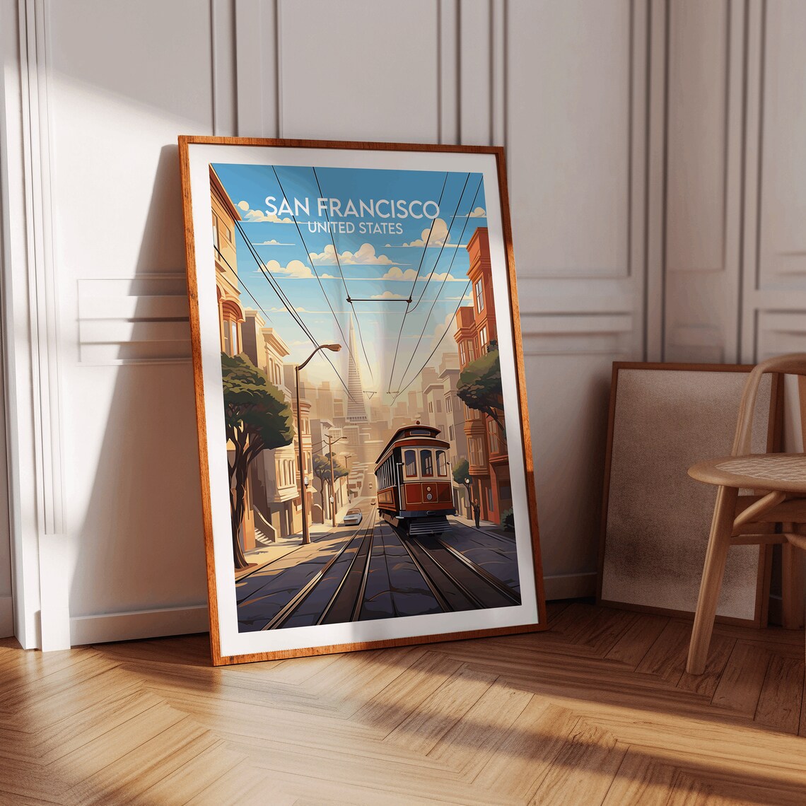 San Francisco United States Cable Car Hill Street Scene Poster - Image 3