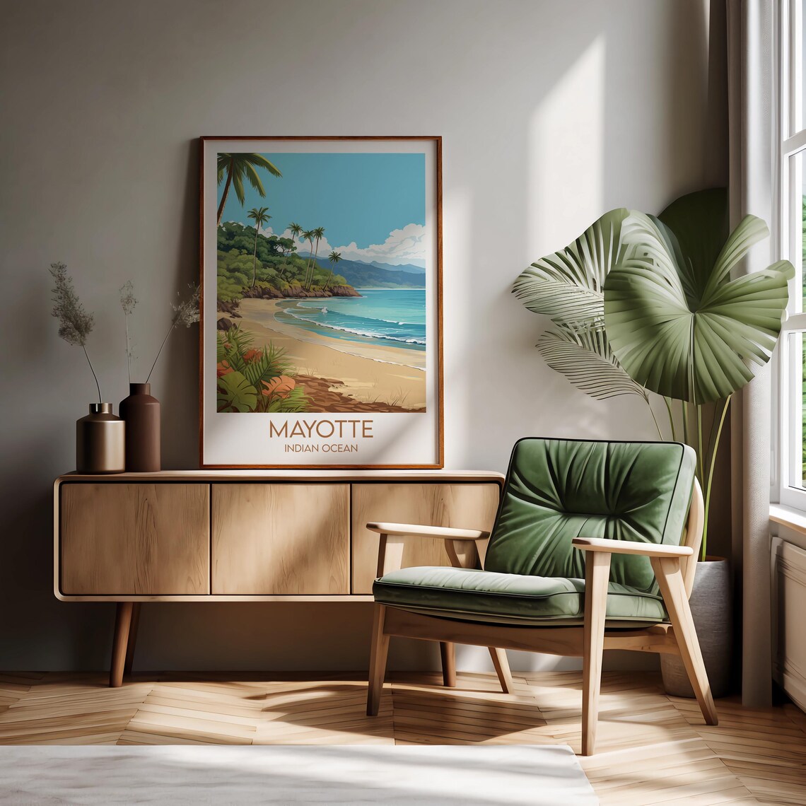 Mayotte Indian Ocean Tropical Beach Paradise Vintage Style Poster - Image 2