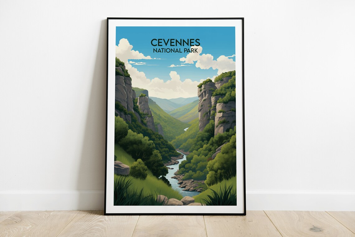 Cevennes National Park France River Gorge Limestone Art Poster
