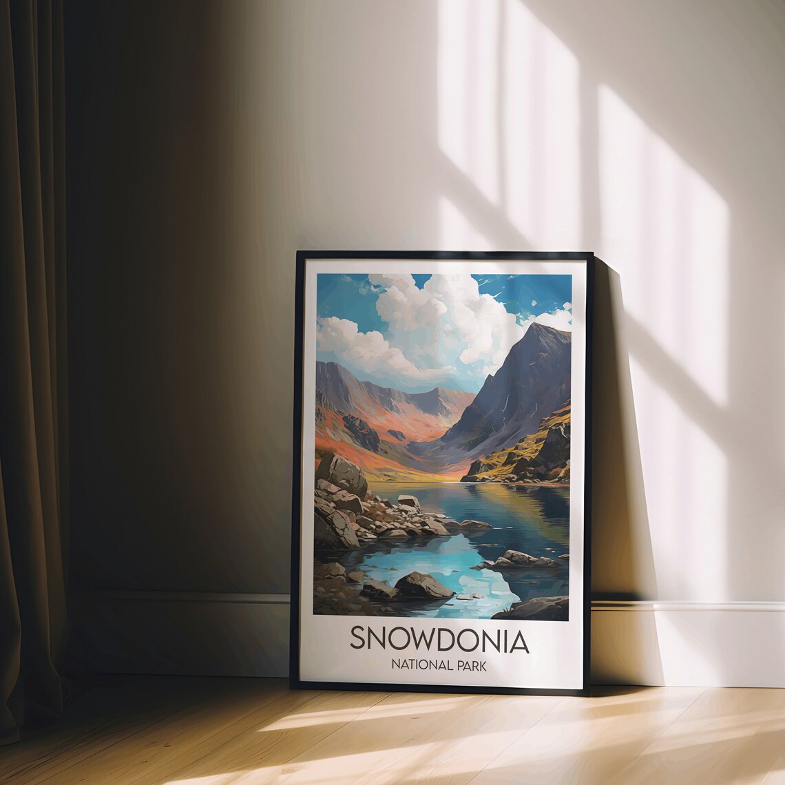Snowdonia National Park Mountain Lake Vintage Welsh Travel Poster - Image 2