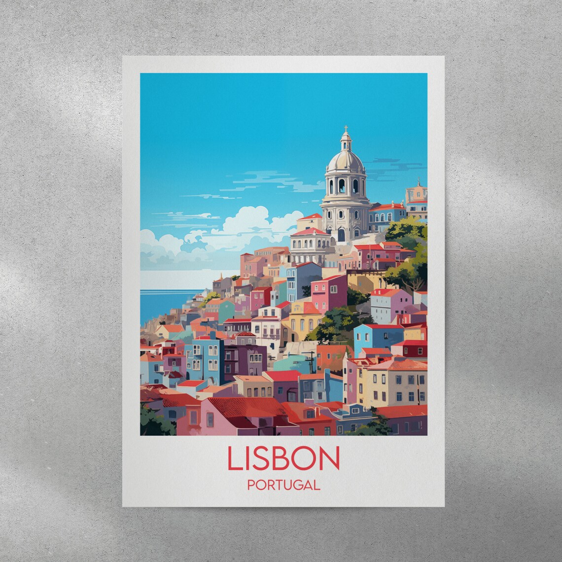 Lisbon Portugal Alfama Hillside National Pantheon Dome Travel Poster - Image 3