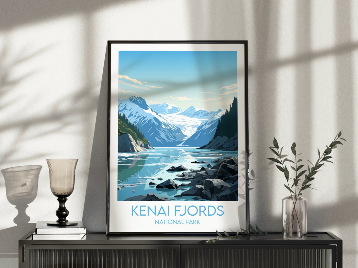 Kenai Fjords National Park Glacier Fjord Vintage Travel Poster - Image 3