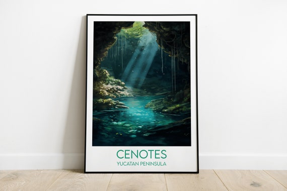 Cenotes Travel Print Mexico Poster Custom Personalised Wedding Birthday Gift