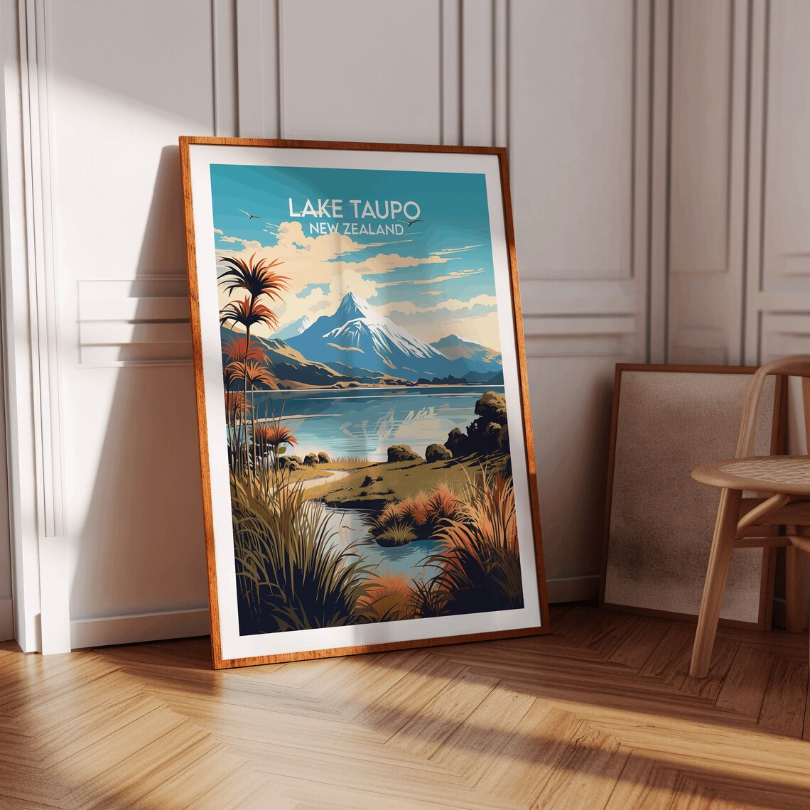 Lake Taupo New Zealand Volcano Lake Scenic Colorful Travel Poster - Image 4