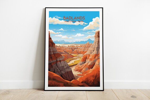 Badlands National Park Striped Canyon Landscape Travel Poster
