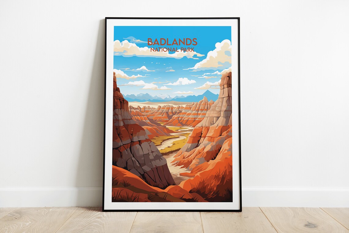 Badlands National Park Striped Canyon Landscape Travel Poster