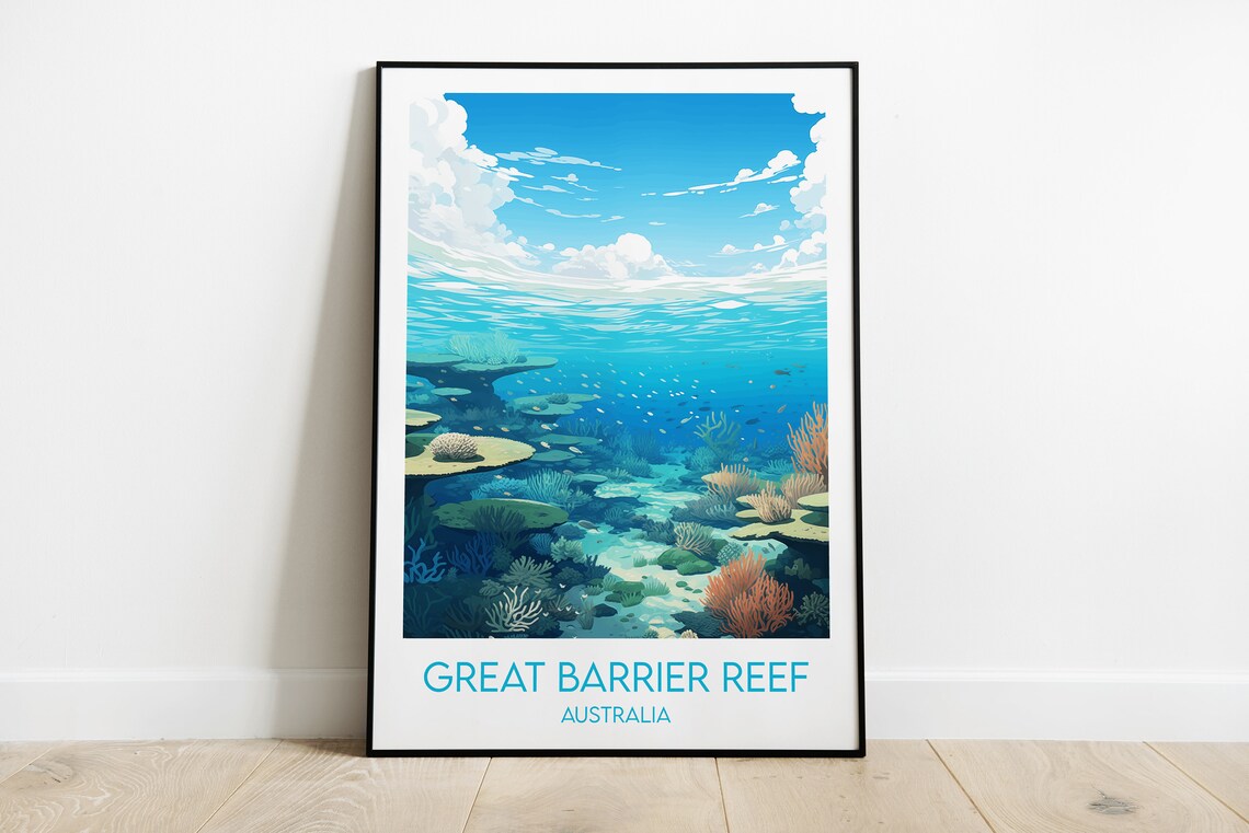 Great Barrier Reef Travel Poster, Australia Custom