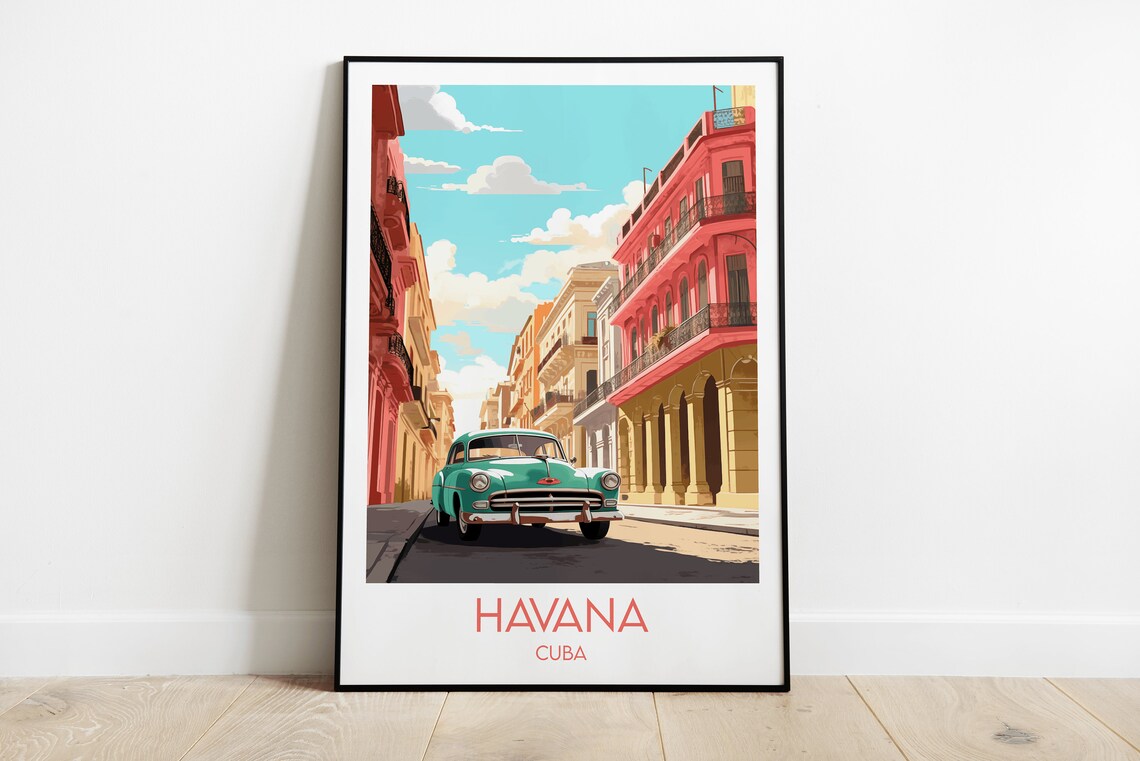 Havana Travel Poster, Cuba Travel Art Print