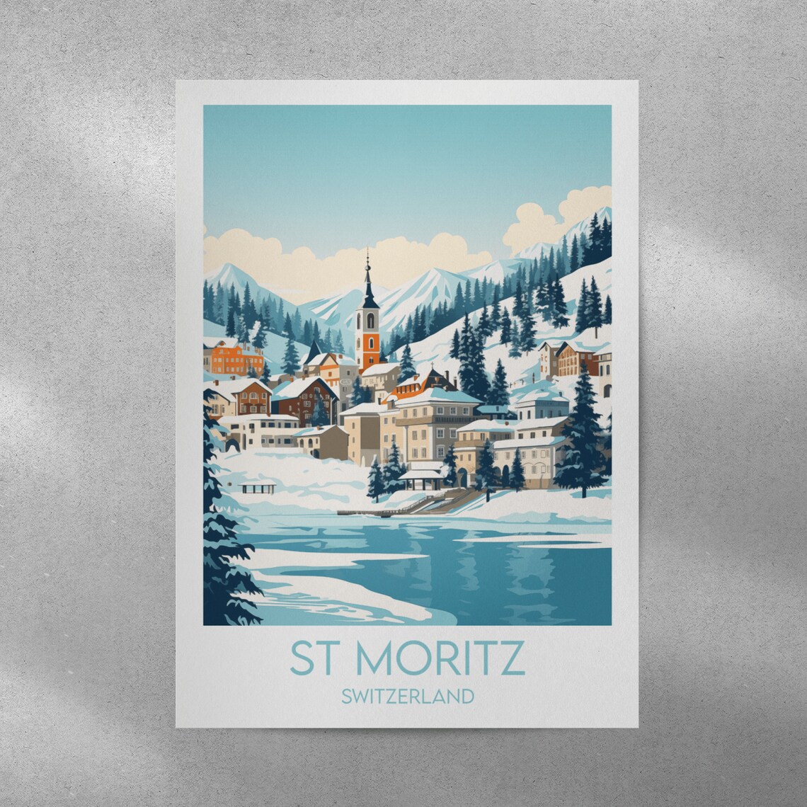 St Moritz Ski Travel Poster, Switzerland Custom - Image 4