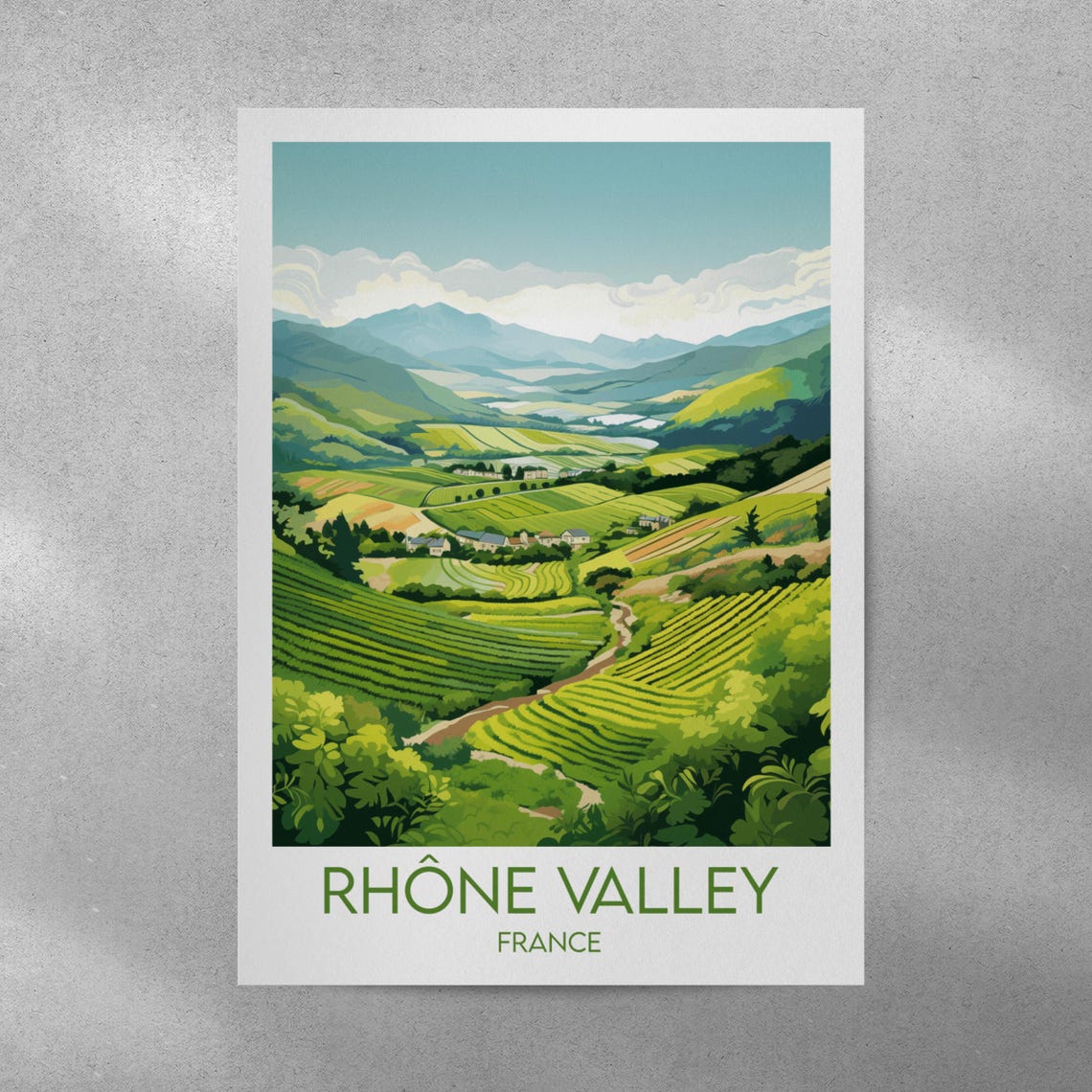 Rhone Valley France Terraced Vineyard Hills Scenic Travel Wall Art - Image 4