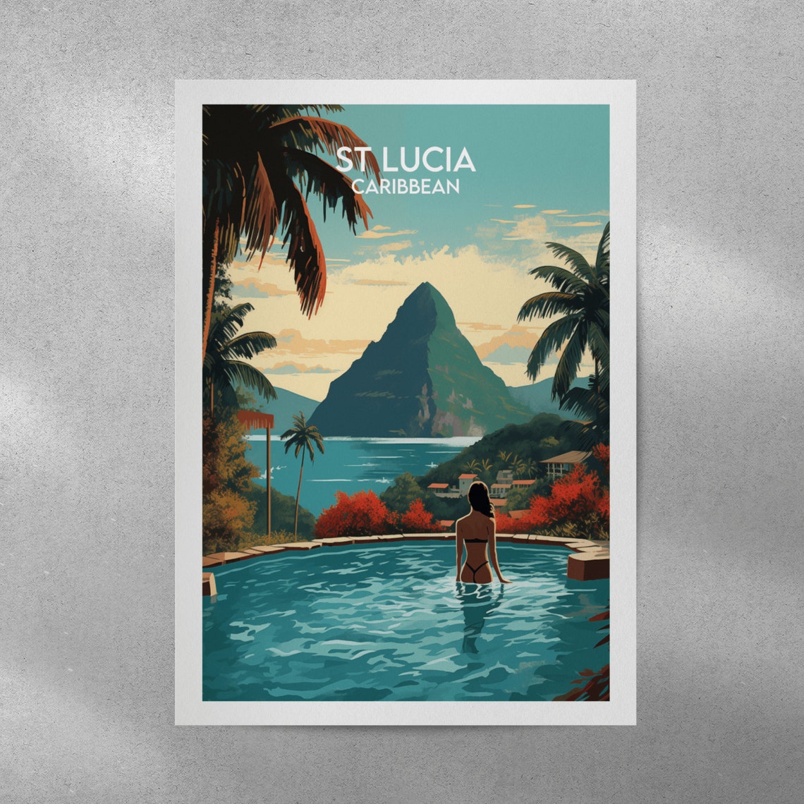 St Lucia Travel Print Caribbean Poster Custom Personalised Wedding Birthday Gift - Image 5