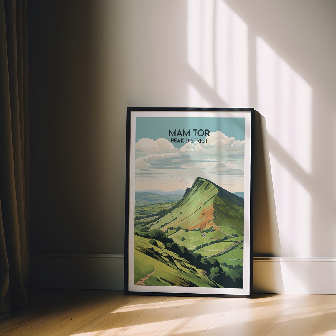 Mam Tor Peak District Green Ridge Vintage British Travel Poster - Image 2