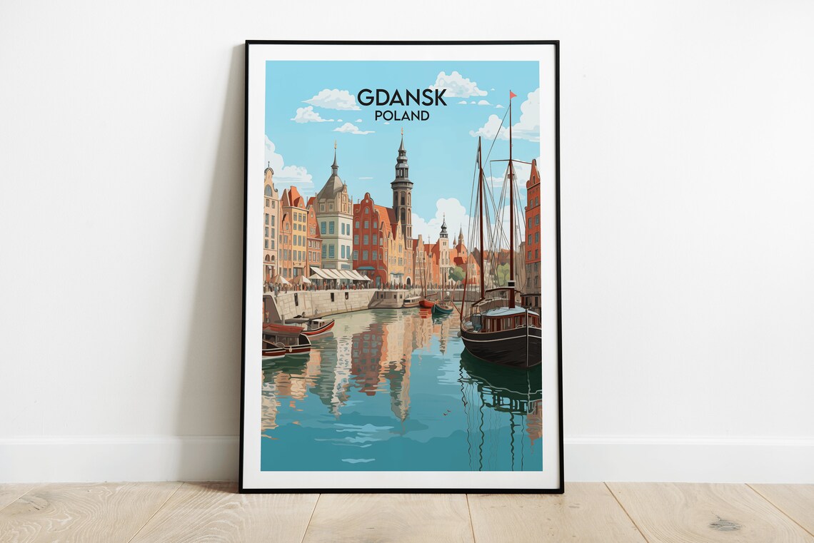 Gdansk Travel Poster, Poland Custom Personalised Gift