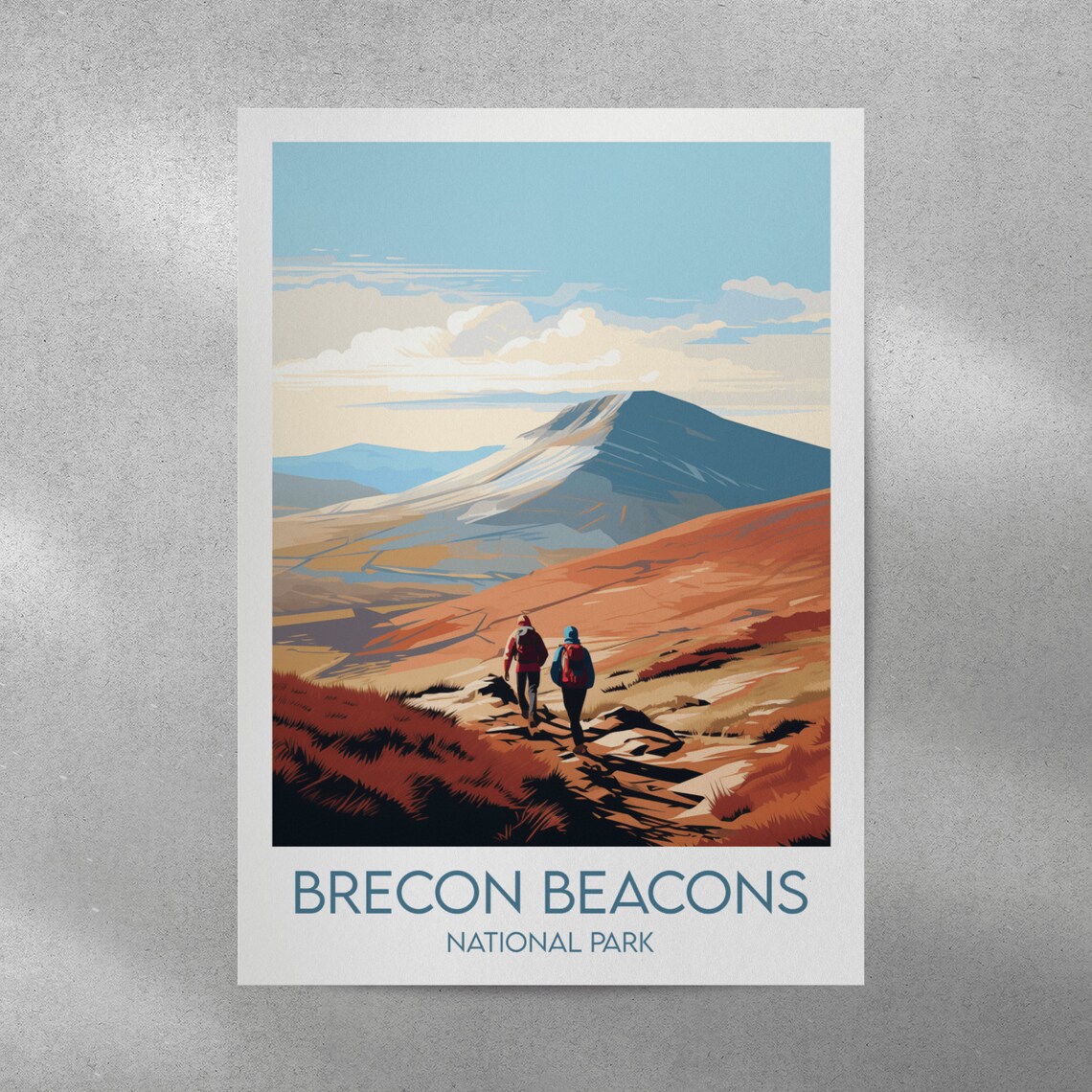 Brecon Beacons Wales Red Hills Hiking Trail Autumn Travel Poster - Image 3