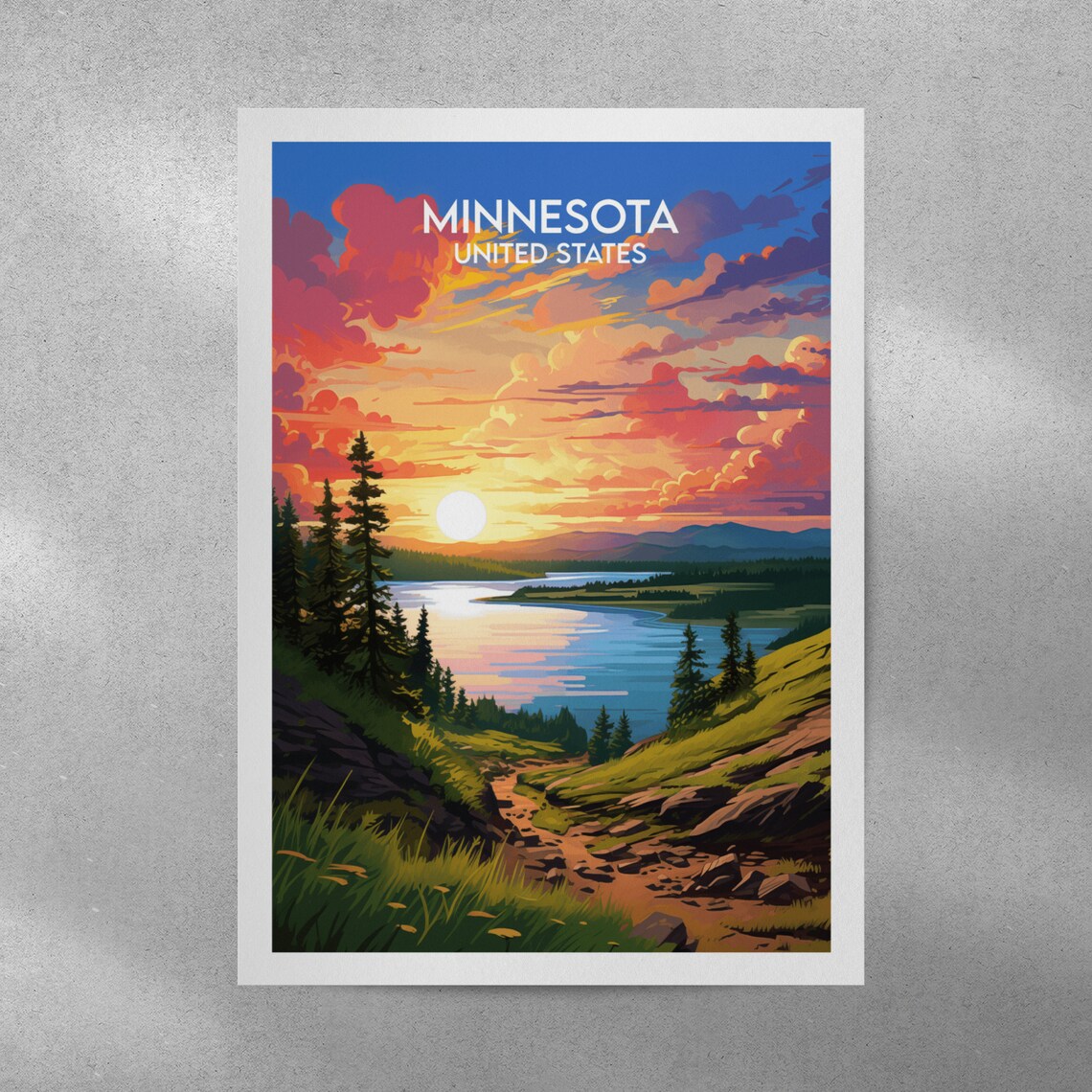 Minnesota Travel Poster, Custom Personalised Gift - Image 3