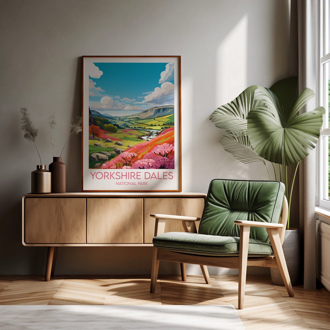 Yorkshire Dales National Park Heather Hills River Valley Travel Poster - Image 2