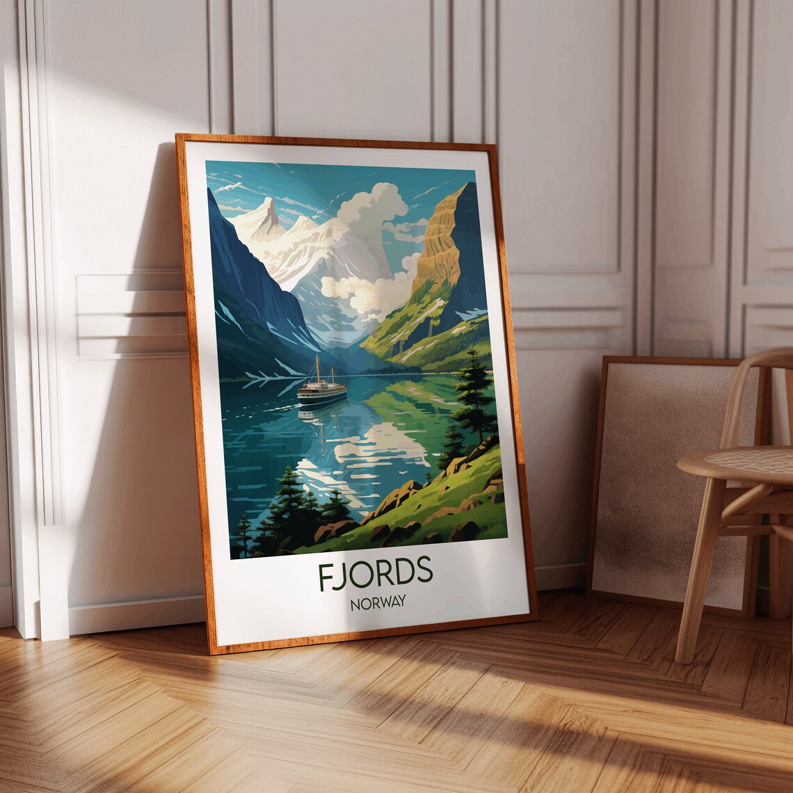 Fjords Travel Poster, Norway Custom Personalised Gift - Image 3