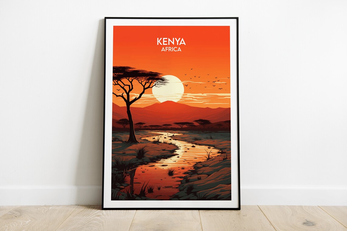 Kenya Travel Print Africa Poster Custom Personalised Wedding Birthday Gift