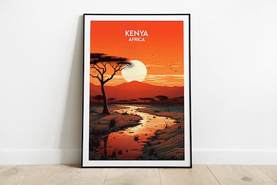 Kenya Travel Print Africa Poster Custom Personalised Wedding Birthday Gift