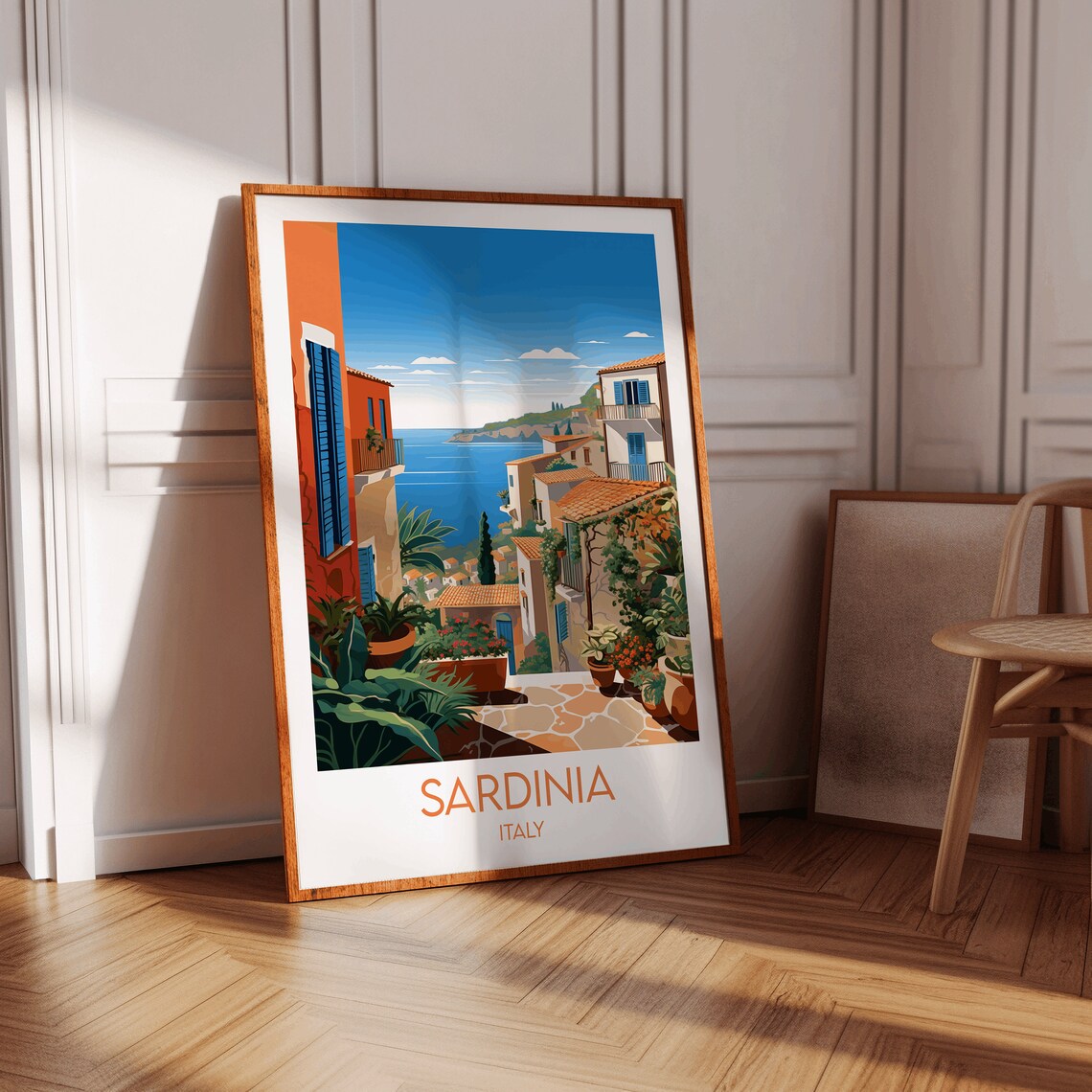 Sardinia Italy Coastal Village Mediterranean Seaside Travel Poster - Image 3