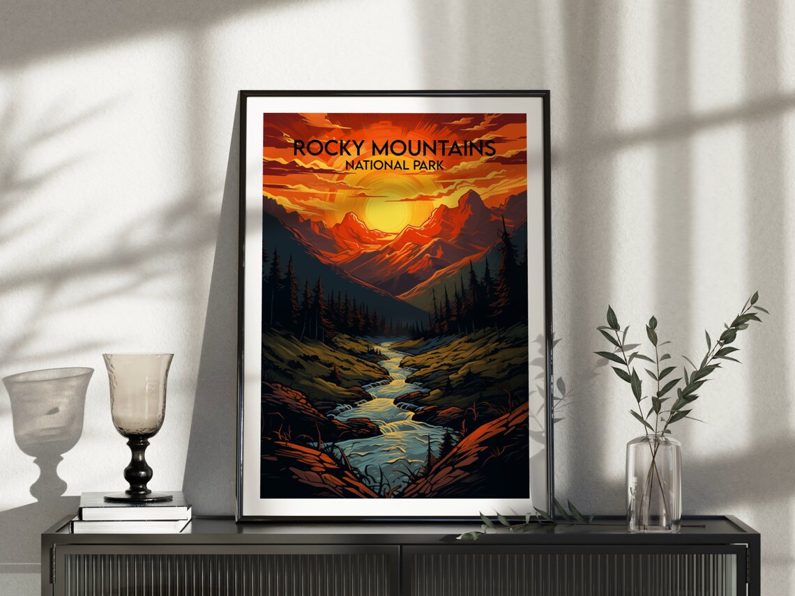 Rocky Mountains National Park Sunset Orange Valley Travel Poster - Image 5