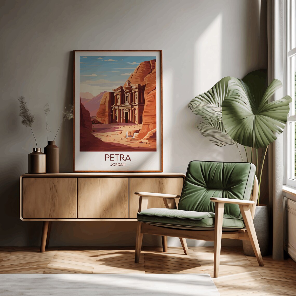 Petra Jordan Treasury Rose Red Canyon Ancient Ruins Travel Poster - Image 2