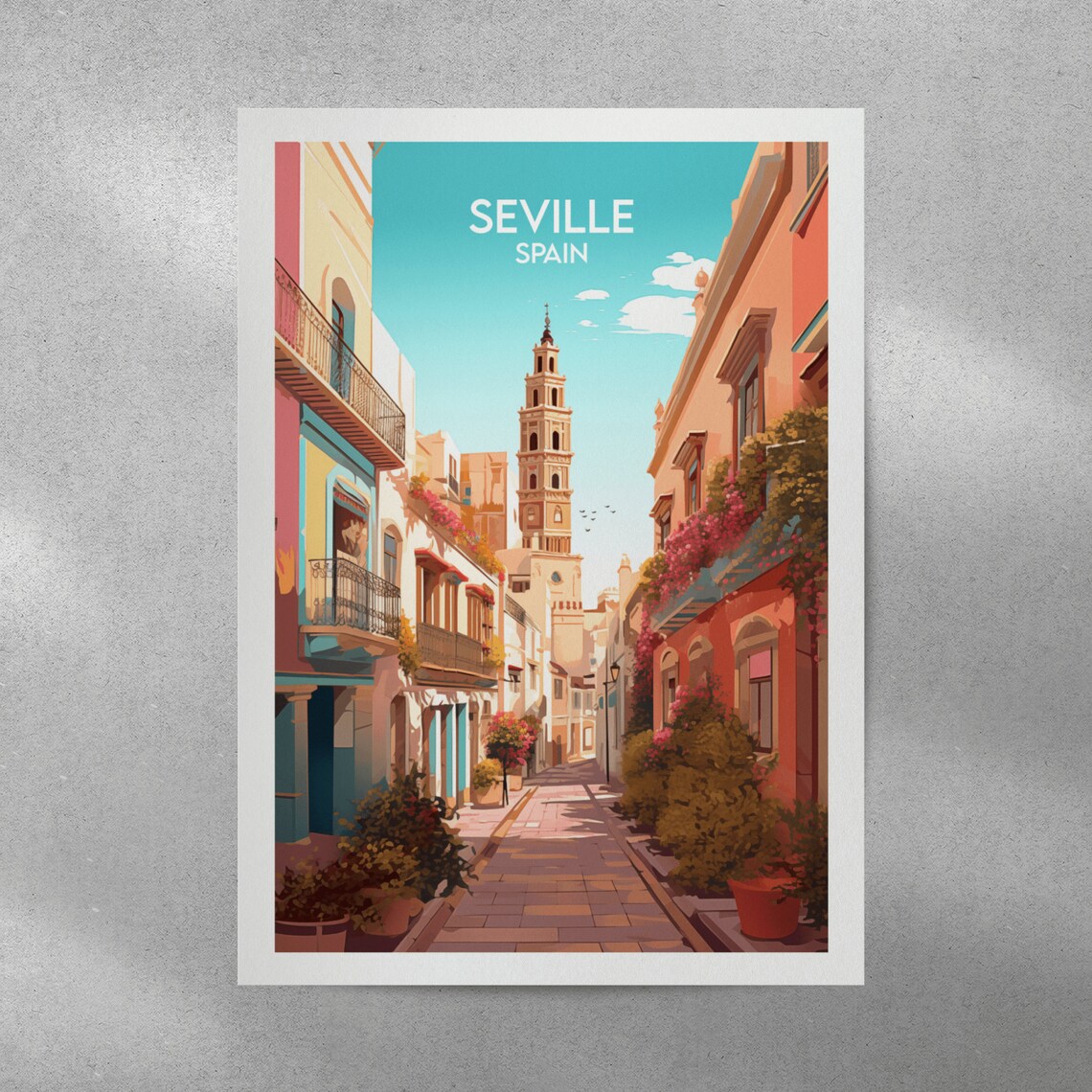 Seville Travel Poster, Spain Custom Personalised Gift - Image 3