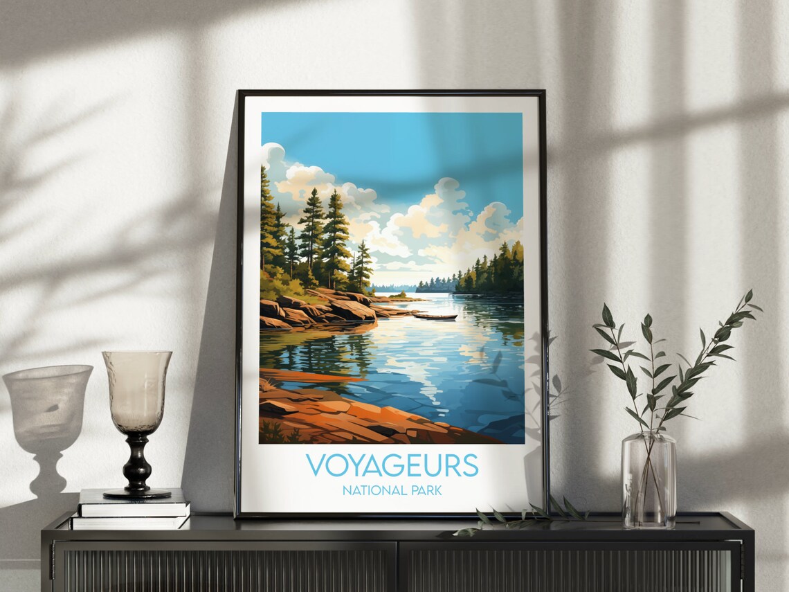 Voyageurs National Park Blue Lake Rocky Shore Pine Forest Poster - Image 5