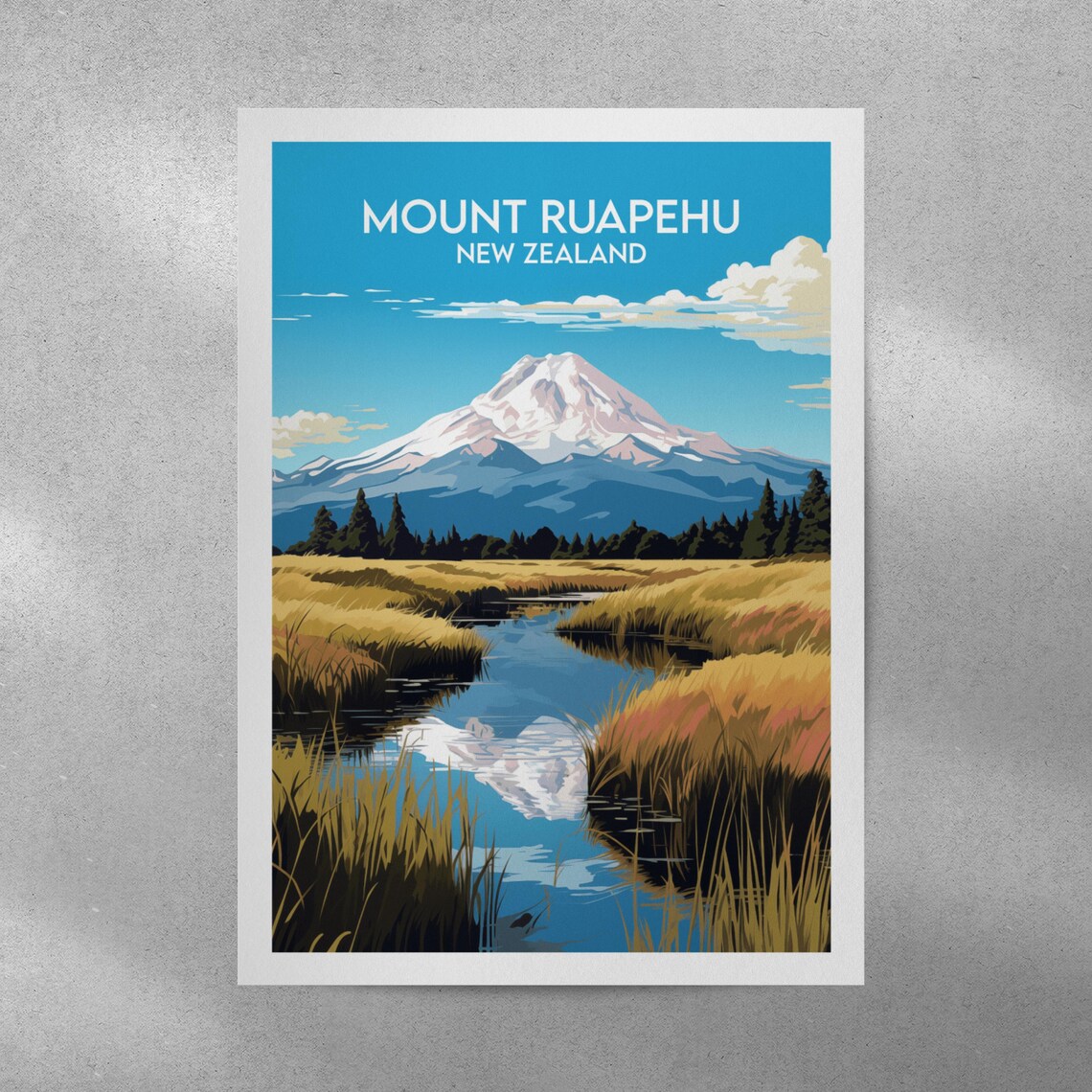 Mount Ruapehu New Zealand Marsh Stream Mountain Vista Poster - Image 4