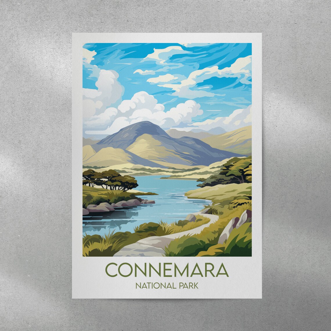 Connemara National Park Ireland Mountain Lake Trail Travel Poster - Image 3