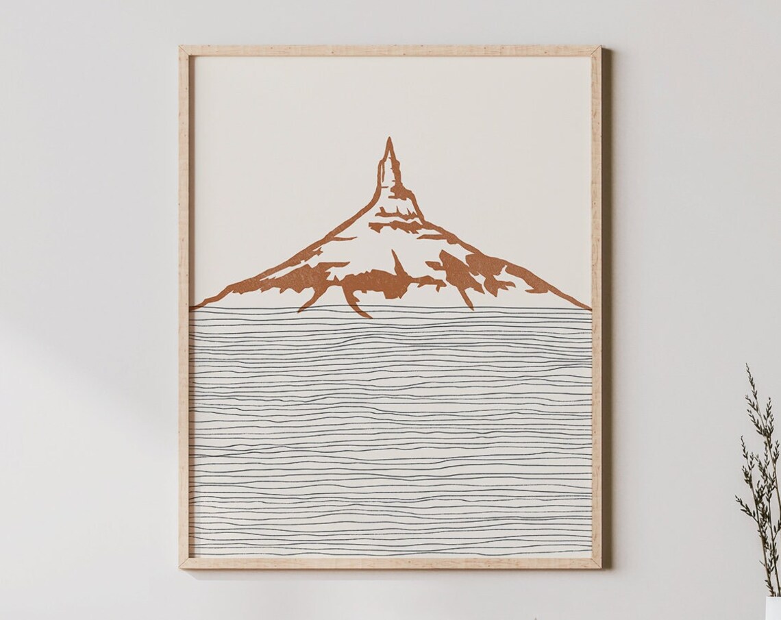 Boho Chimney Rock Nevada Outline Silhouette Travel Poster