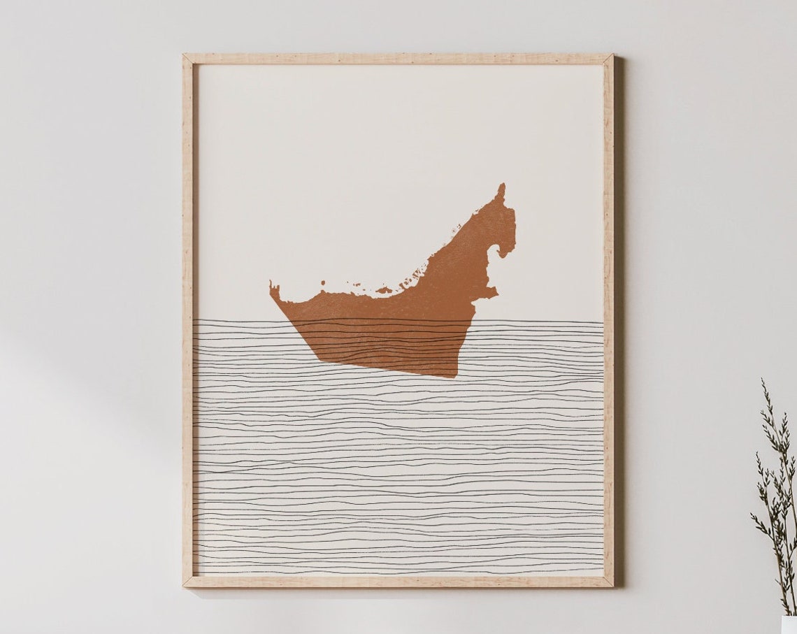 United Arab Emirates Print Boho Wall Art And Decor Country Travel Poster Uae Map Silhouette