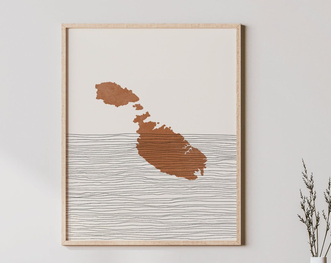 Malta Boho Travel Poster Map Silhouette