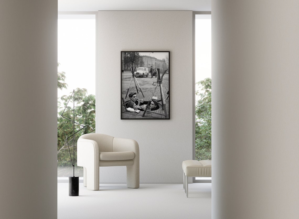 Workmen Drinking Beer In Manhole Vintage Street Photo Poster - Image 2