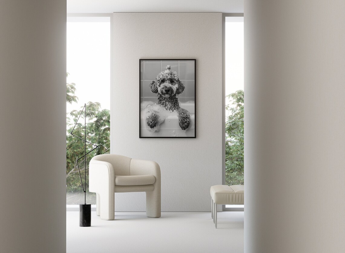 Labradoodle Bath Funny Dog Poster, Bathroom Decor - Image 3