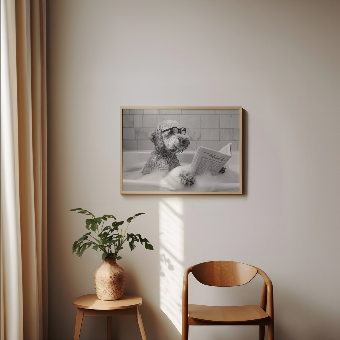 Goldendoodle In Bathtub Funny Bathroom Art Print - Image 2