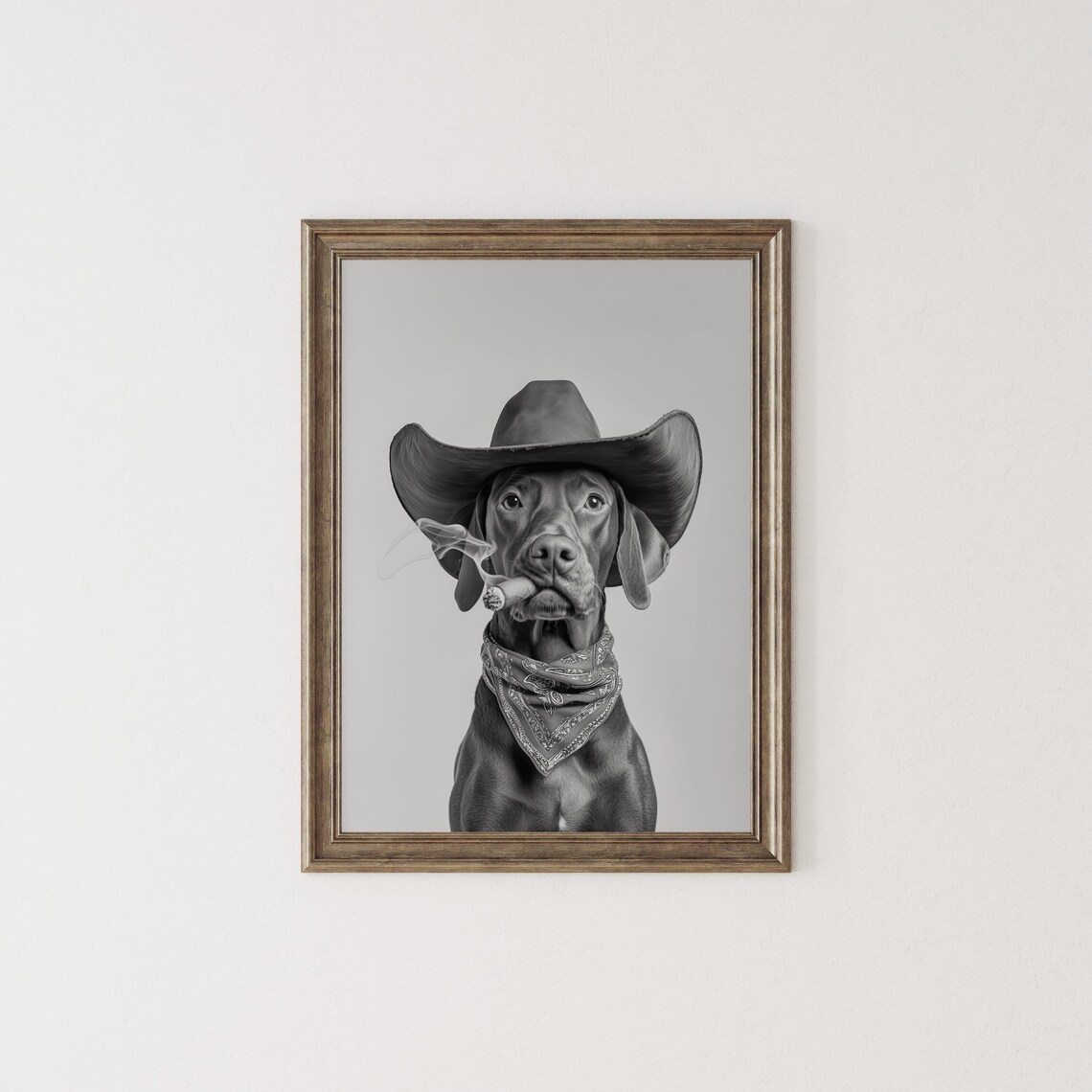 Vizsla Cowboy Western Dog Art Print, Vintage Retro - Image 2