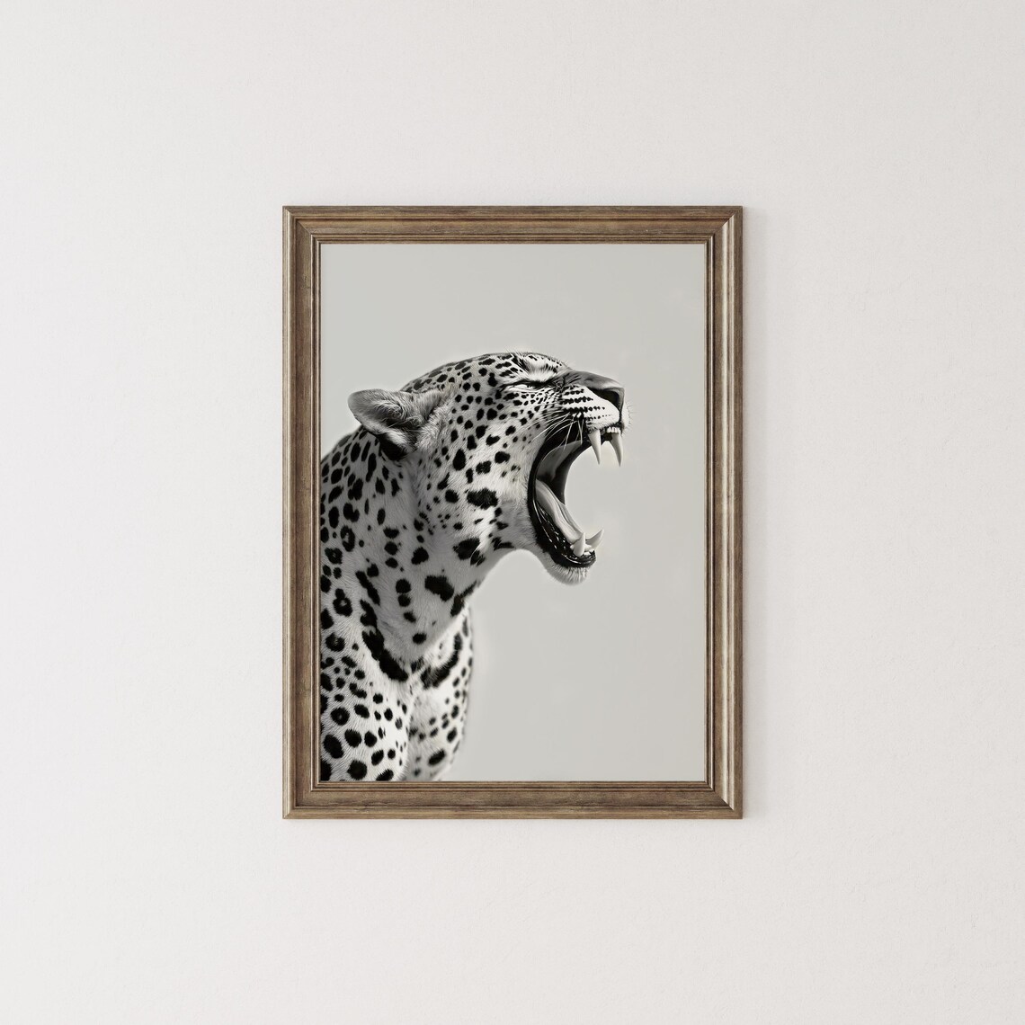 Leopard Roar Print, Minimalist Black And White Art Print - Image 2
