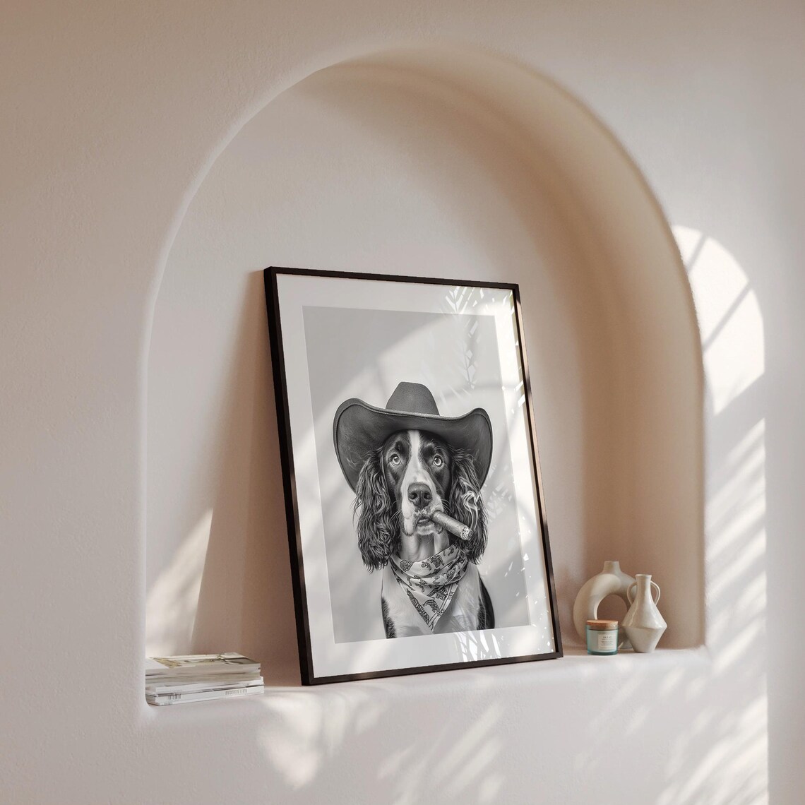 Springer Spaniel Cowboy Western Art Print - Image 4