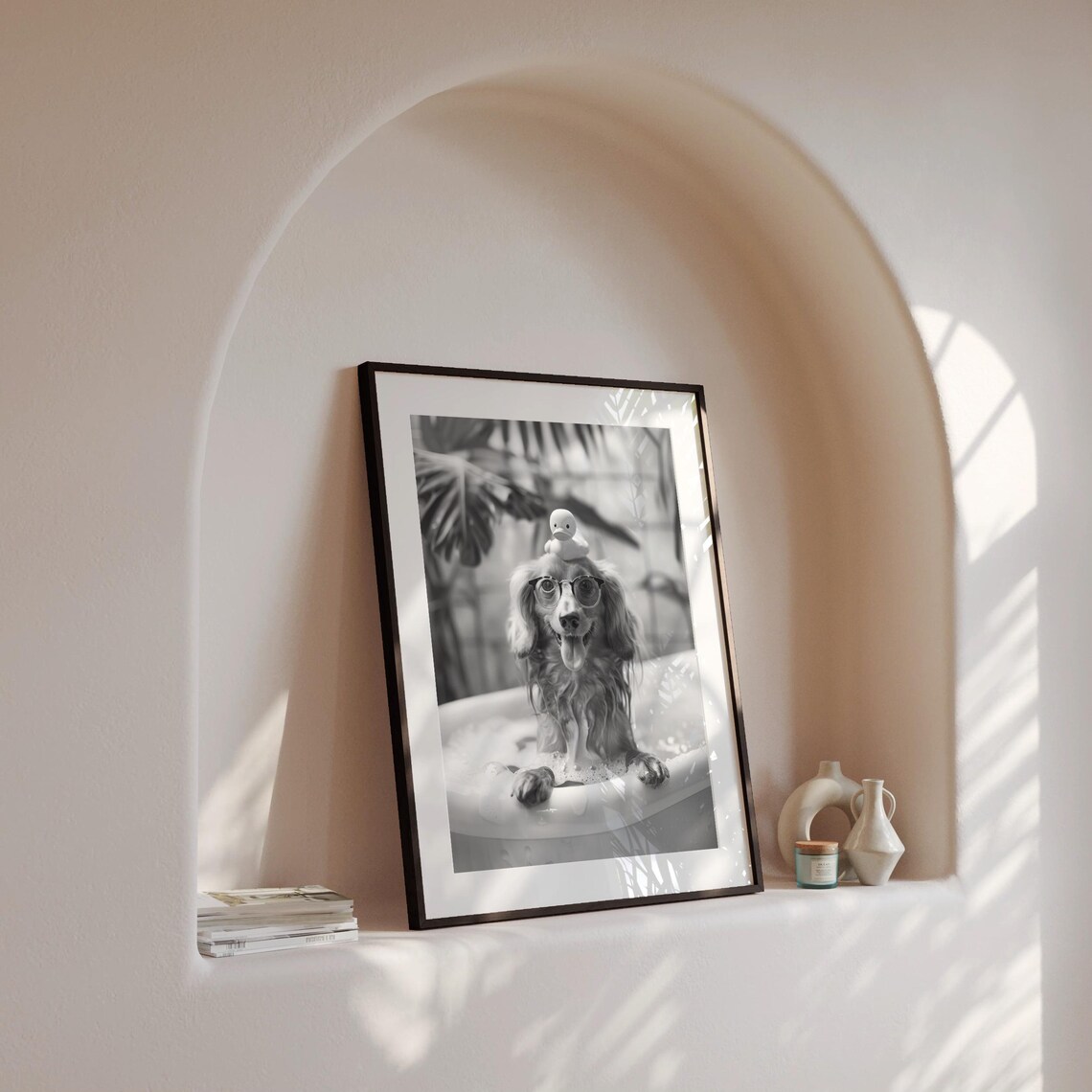 Long Haired Dachshund Bath Bathroom Wall Art Print - Image 4