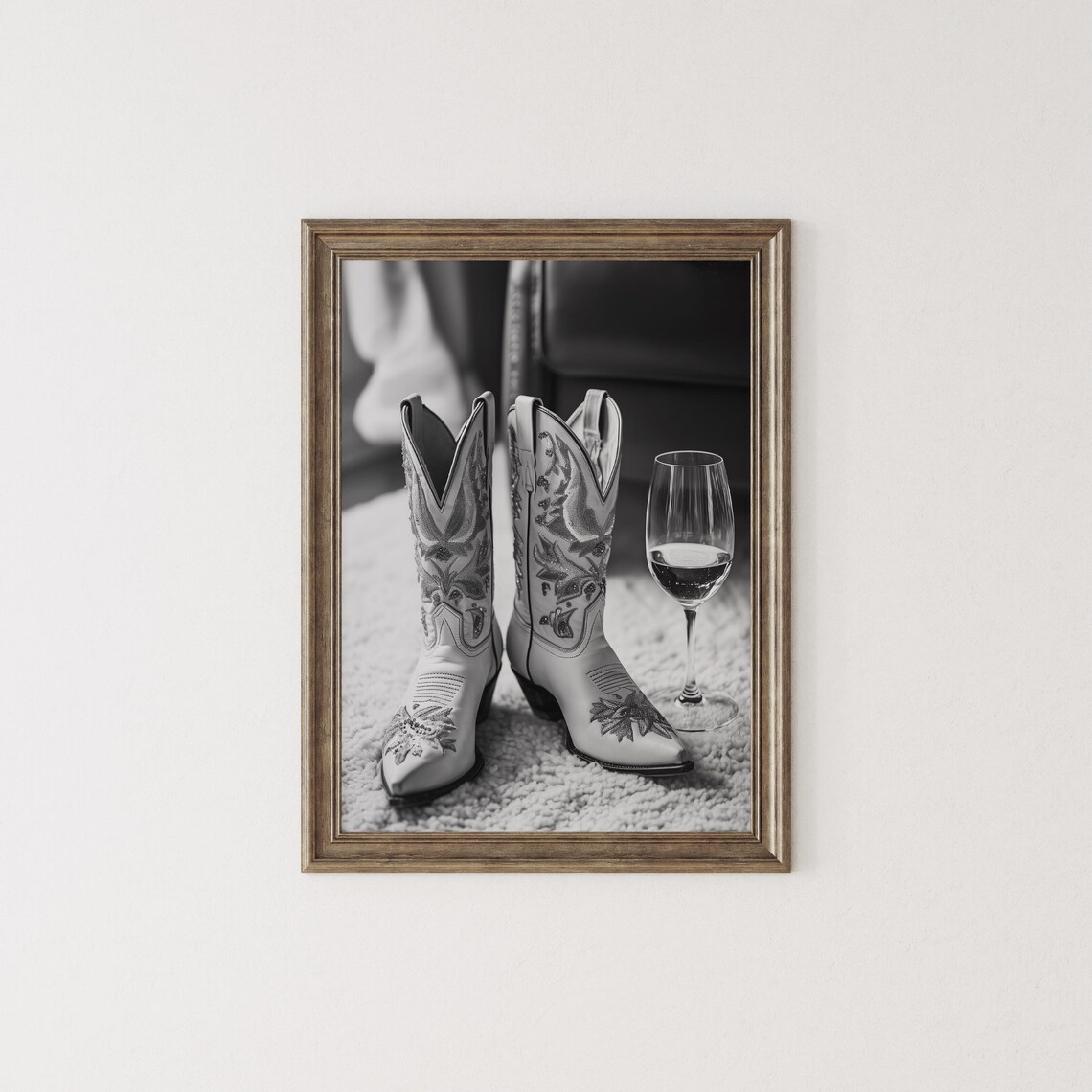 Cowgirl Boots and Wine Western Aesthetic Art Print - Image 2