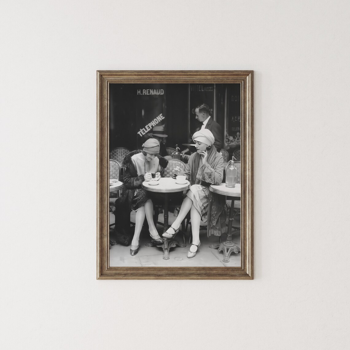 French Women Drinking Coffee At Cafe, Vintage Paris Art Print - Image 2