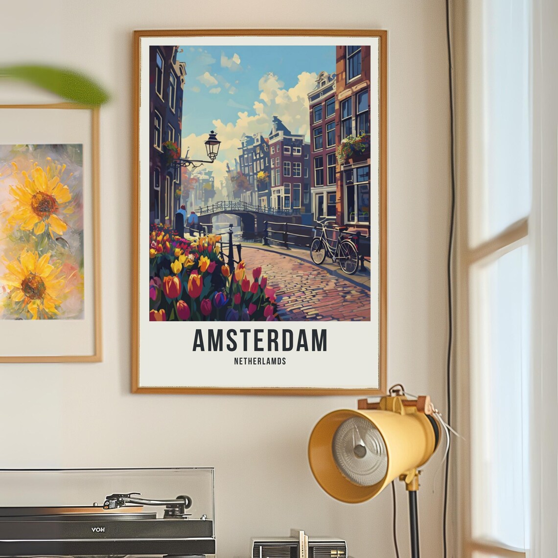 Amsterdam Holland Travel Poster, Canal Wall Decor