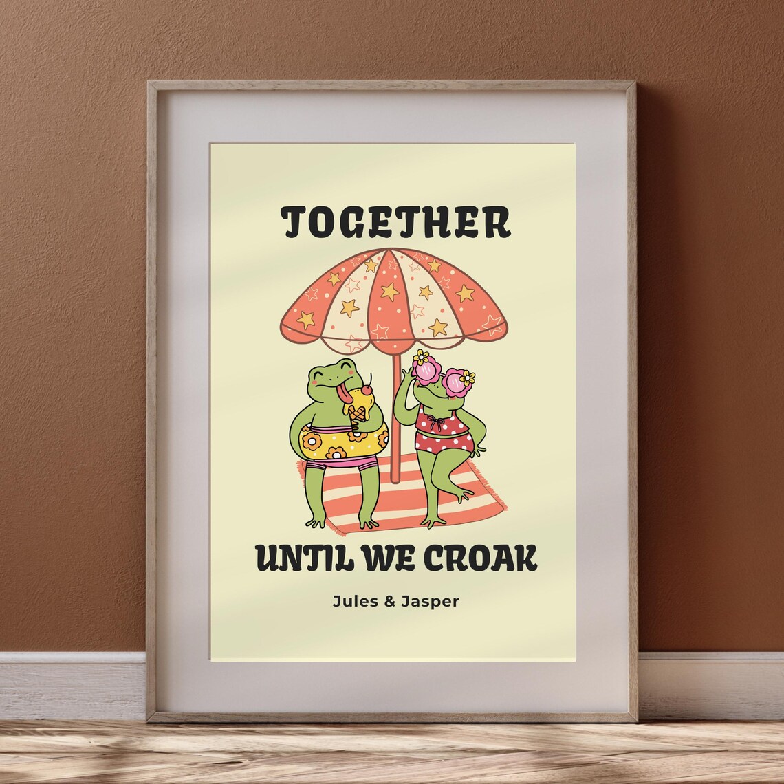 Cute Frog Couple Retro Love Poster - Image 3