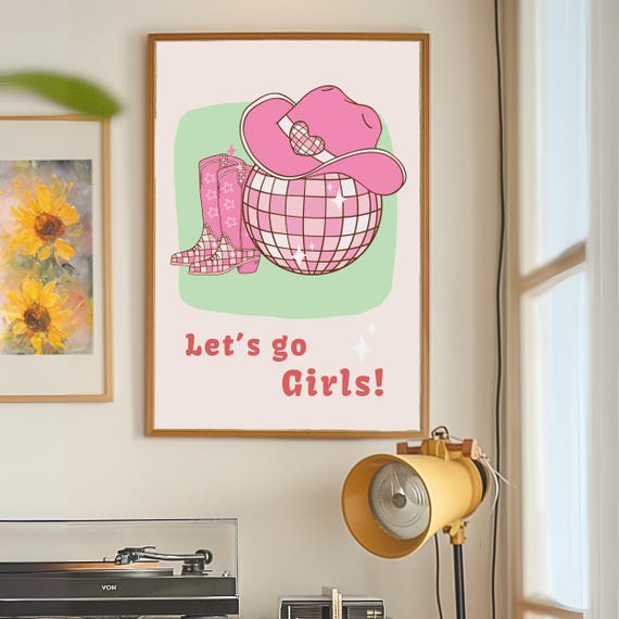 Western Cowgirl Print Country Music Lets Go Girls Cowboy Boots Art Retro Cowgirl Prints Howdy Prints Western Wall Art