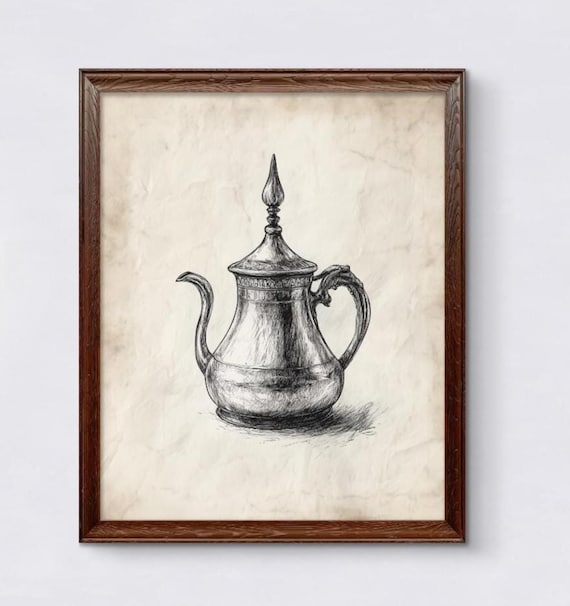 Arabic Dallah Coffee Pot, Vintage Middle Eastern Decor