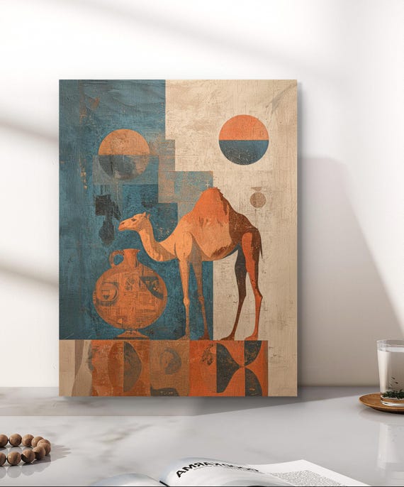 Camel Pottery Minimalist Art Print Boho Desert Decor